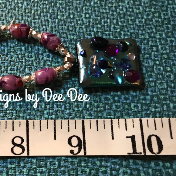 Frosty Teal Diachroic Glass Pendant - Picture 4 of 4